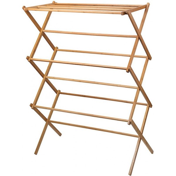 Racdde clothes drying rack - Bamboo Wooden clothes rack - heavy duty cloth drying stand 