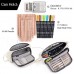 Racdde Big Capacity Pencil Case Canvas High Large Storage Pouch Marker Pen Case Simple Stationery Bag School College Office Organizer for Teens Girls Adults Student - Black Dots