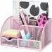 Racdde Mesh Desk Organizer Office with 7 Compartments + Drawer/Desk Tidy Candy/Pen Holder/Multifunctional Organizer Color Light Pink (EX348-LPK) 