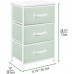 Racdde Vertical Dresser Storage Tower - Sturdy Steel Frame, Wood Top, Easy Pull Fabric Bins - Organizer Unit for Bedroom, Hallway, Entryway, Closets - Textured Print - 3 Drawers - Mint/White 