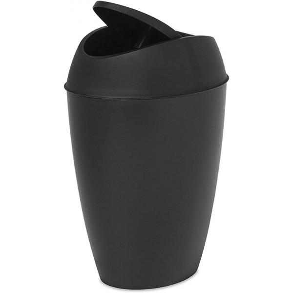 Racdde Twirla Trash Can with Swing-top Lid, 2.4 Gallon, Black 