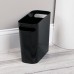 Racdde Slim Plastic Rectangular Small Trash Can Wastebasket, Garbage Container Bin with Handles for Bathroom, Kitchen, Home Office, Dorm, Kids Room - 10" High, Shatter-Resistant - Black 