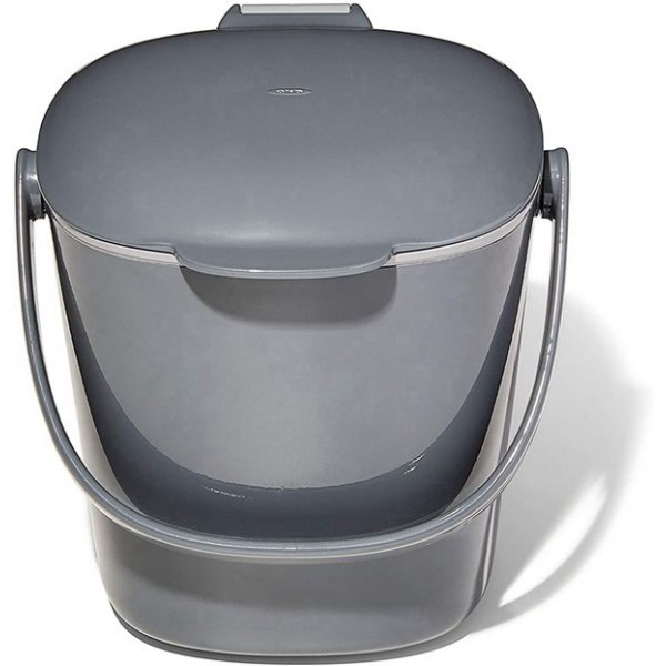 Racdde Good Grips Easy-Clean Compost Bin, Charcoal - 0.75 GAL/2.83 L 