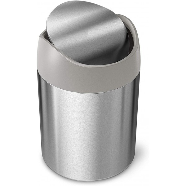Racdde 1.5 Liter / 0.4 Gallon Countertop Trash Can, Brushed Stainless Steel 