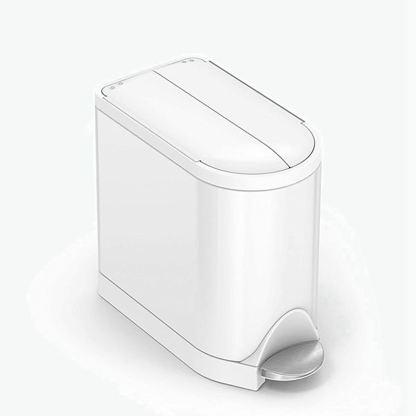Racdde CW2042 Butterfly Lid Bathroom Step Trash Can, White Stainless Steel, 10 Liter (Pack of 1) 