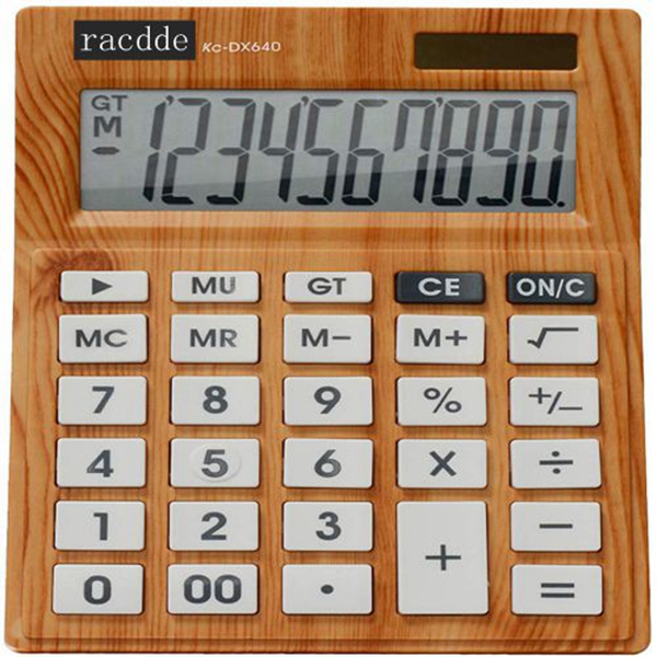 Racdde KC-DX640-10, 10-Digits Desktop Calculator, Wood