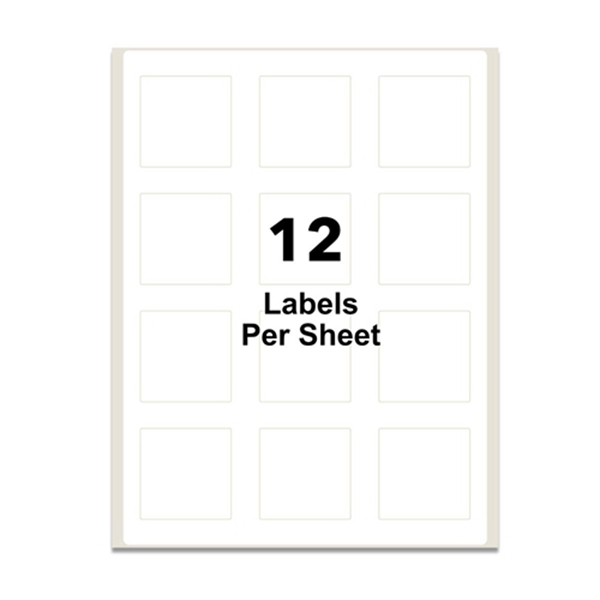 Racdde 2" x 2" Square Labels for Laser/Inkjet, Permanent Adhesive, White Matte (1200 Labels)