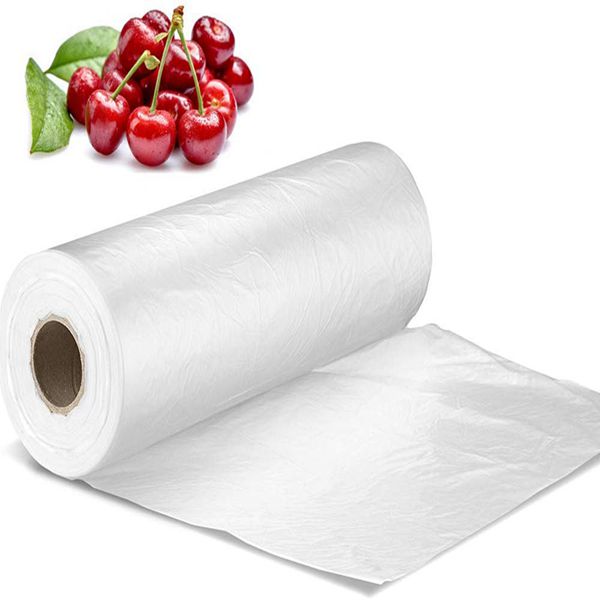 Racdde 14" X 20" Plastic Produce Bag on a Roll, Clear Food Storage Bags for Bread Fruits Vegetable, 350 Bags/Roll 