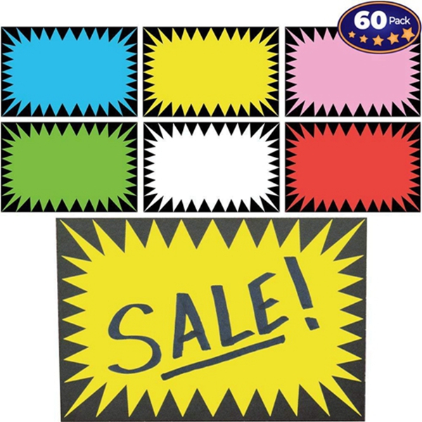  Racdde Price Burst 60 Sign Pack. Boost Sales with Bright Display Tags. Durable, Easy to Write On Star Cards Are Great for Yard, Estate & Garage Sale, Fundraiser, Store, Business & Flea Market