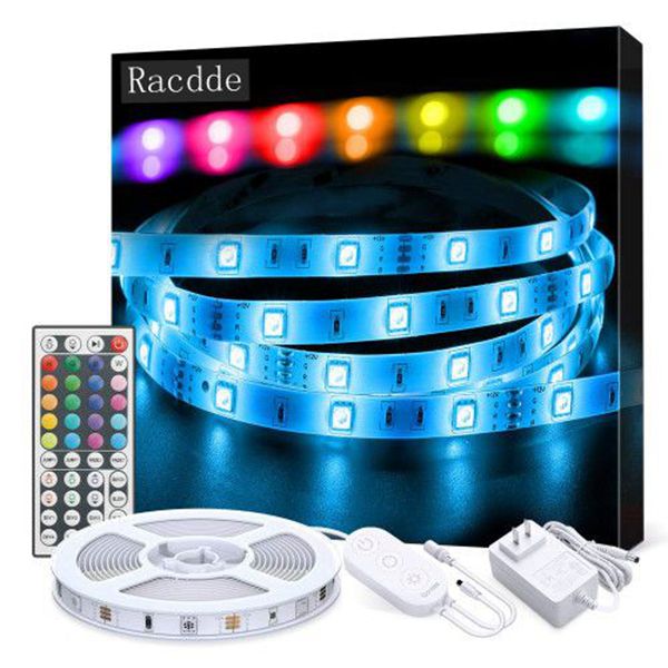 LED Strip Lights, Racdde  16.4ft RGB Color Changing Light Strip Kit with Remote and Control Box for Room,Bedroom, TV, Ceiling, Cupboard Decoration, Bright 5050 LEDs, Cutting Design, Easy InstallationLED