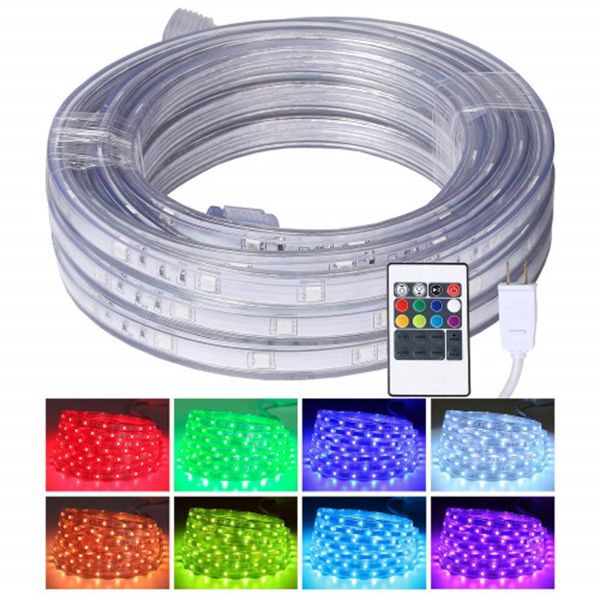Racdde LED Rope Lights, 16.4ft Flat Flexible RGB Strip Light, Color Changing, Waterproof for Indoor Outdoor Use, Connectable Decorative Lighting, 8 Colors and Multiple Modes 