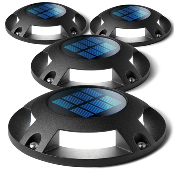 Racdde Security Solar Deck Lights - Outdoor Solar Dock and Driveway Path Lights, Weatherproof with No Wiring Required, Black (4-Pack) 