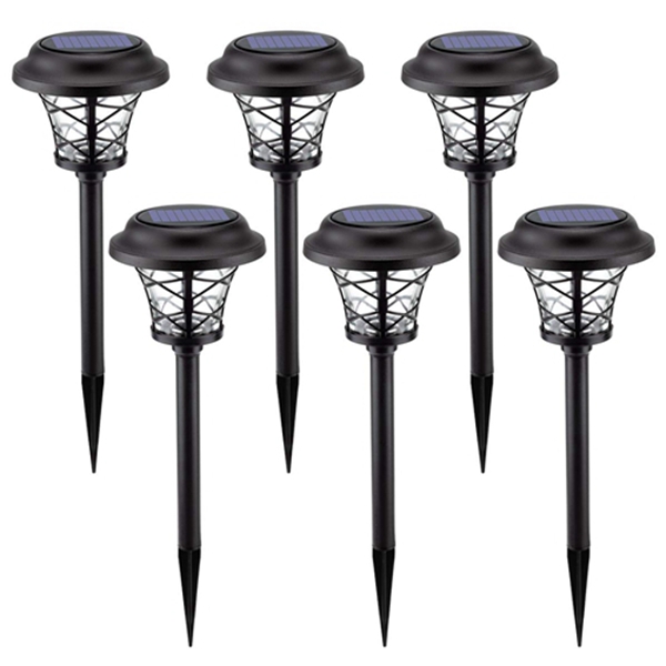 Racdde 6 Pack  Solar Path Lights Outdoor,High Lumen Automatic Led for Patio, Yard Lawn and Garden(Stainless Finished, Warm White)