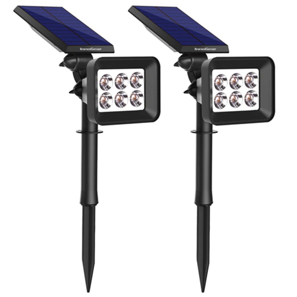 Racdde Upgraded 6 LED Solar Spotlights Outdoor for Yard Garden Driveway, 2 Pack（White Light）