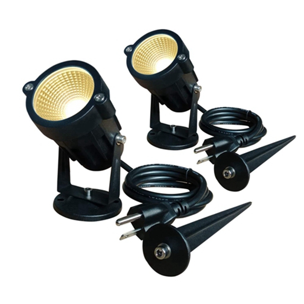 Racdde LED Outdoor Spotlights 7W 700lm Flag Garden Light with Plug Stake Warm White Waterproof Landscape Lighting（2Pack）