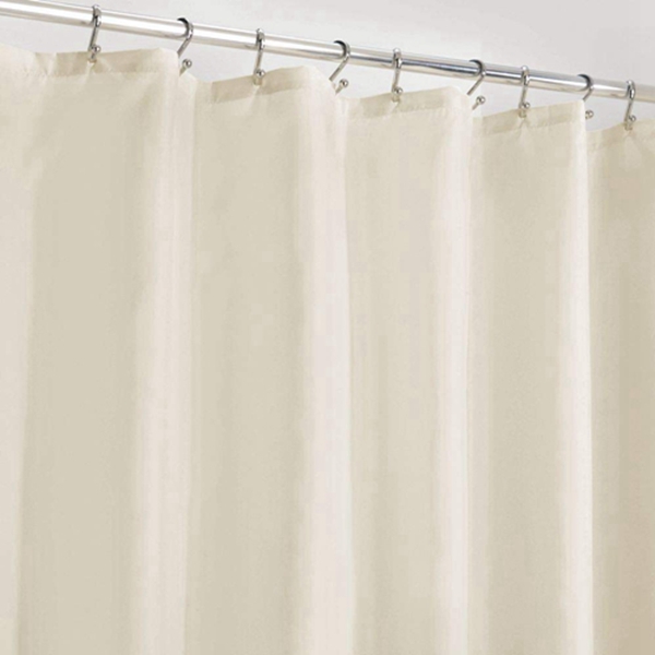 Racdde Water Repellent, Mildew Resistant, Heavy Duty Flat Weave Fabric Shower Curtain, Liner - Weighted Bottom Hem for Bathroom Shower and Bathtub, 72" x 72" - Natural/Ivory 