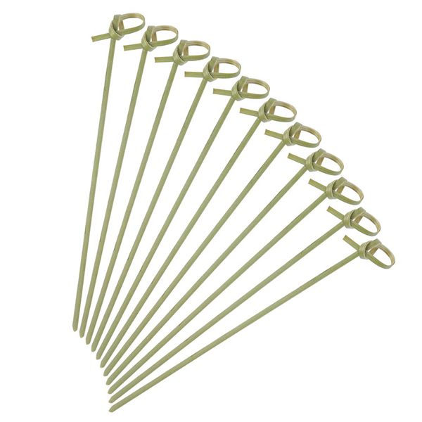 Racdde 6 Inch Cocktail Picks 200-Pack Bamboo Knot Skewers Twisted Ends Appetizer Picks for Cocktail Party, Wedding Party or Barbecue Snacks Fruit