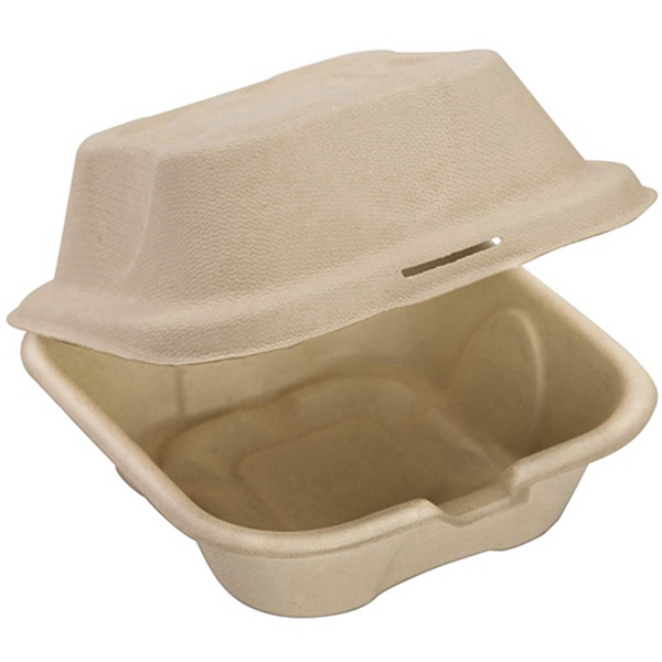 Racdde Biodegradable 6x6 Take Out Food Containers with Clamshell Hinged Lid 50 Pack. Microwaveable, Disposable Takeout Box to Carry Meals Togo. Great for Restaurant Carryout or Party Take Home Boxes 