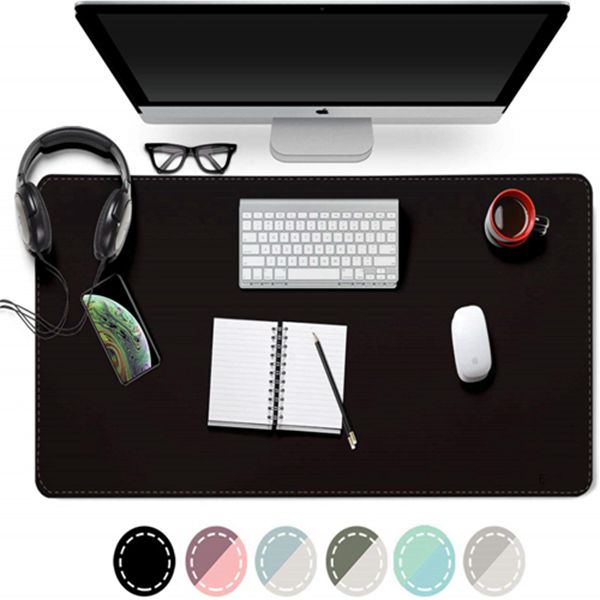 Racdde Dual Sided Desk Pad, 2019 Upgrade Sewing PU Leather Office Desk Mat, Waterproof Desk Blotter Protector, Desk Writing Mat Mouse Pad (Classical Black, 31.5" x 15.7") 