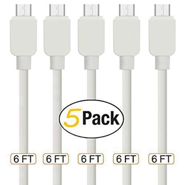 Micro USB Cable Android, Racdde (5-Pack, 6 FT) Long Charger USB to Micro USB Cables High Speed USB2.0 Sync and Charging Cord for Samsung, HTC, Xbox, PS4, Kindle, Nexus, MP3, Tablet and More 