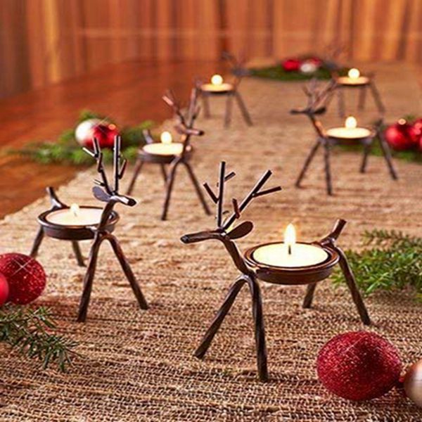 Racdde Reindeer Tealight Candle Holders Metal - Set of 6 - Best for Christmas Holiday 