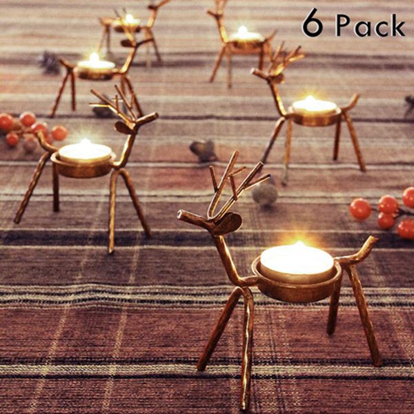 Racdde 6 Pack Metal Reindeer Tea Light Candle Holders, Christmas Decoration for Home, Reindeer Candle Holder, Metal Candle Holder, Christmas Candle Holder 