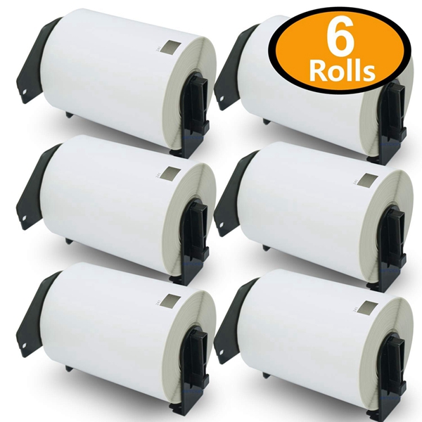 Racdde - Compatible DK-1241 Shipping 4" x 6"(101mm x 152mm) Replacement Labels,Compatible with Brother QL Label Printers [6 Rolls/1200 Labels with Refillable Cartridge Frame] 