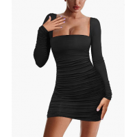 Women's Sexy Bodycon Long Sleeve Backless Party Mini Dress